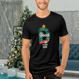 T-shirt En Tri-matière Famille Noël Monogramme D Nom Meanimg