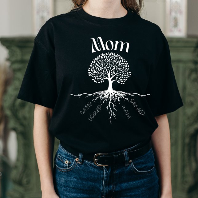 T-shirt En Tri-matière Family Tree Mom - Racines personnalisées de l'amou (Créateur téléchargé)