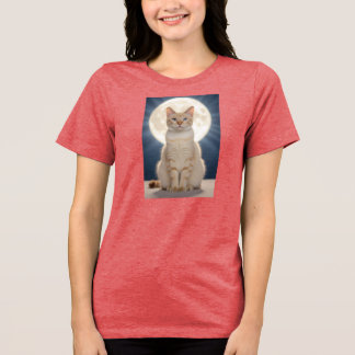 T-shirt En Tri-matière Fantasy image of a huge moon with a beautiful cat.