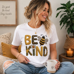 T-shirt En Tri-matière Fausse Laine Sois Gentil avec Abeille