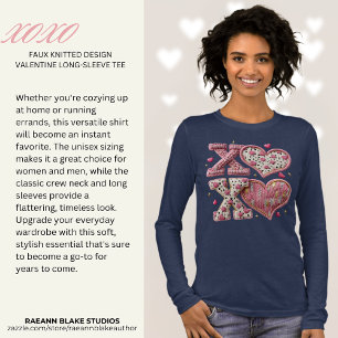 T-shirt En Tri-matière Faux motif tricot XOXO Saint-Valentin manches long
