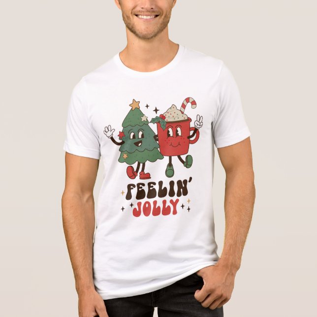T-shirt En Tri-matière Feelin' Jolly Fêtes de Noël Funny Retro (Recto)