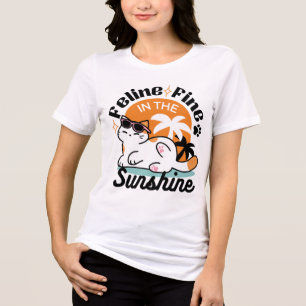 T-shirt En Tri-matière Feline fin au soleil - Chat Tropical relaxé