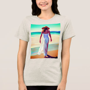 T-shirt En Tri-matière Femme en blanc sur la plage