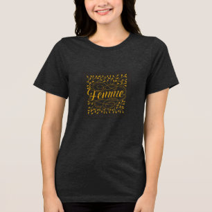 T-shirt En Tri-matière Femme française élégante calligraphie botanique or