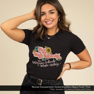 T-shirt En Tri-matière Femmes Autonomisation écriture rétro hippie floral