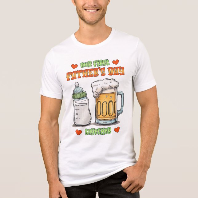 T-shirt En Tri-matière Fête de notre premier père ensemble - Bouteille &  (Recto)