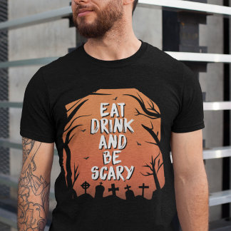 T-shirt En Tri-matière Fête d'Halloween : Mangez, buvez et soyez effrayan