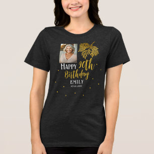 T-shirt En Tri-matière Fête élégante de 90e anniversaire avec feuillage d