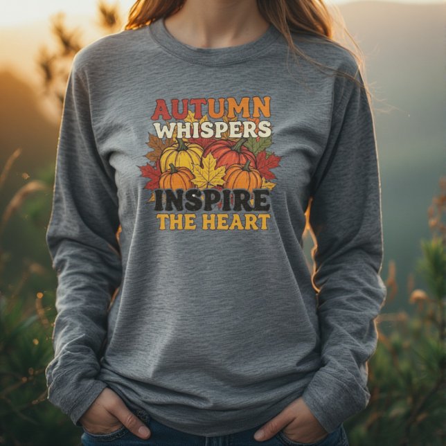 T-shirt En Tri-matière Feuilles d'automne et design citrouille Tri-Blend  (Autumn whispers design Tri-Blend shirt
This design is a charming illustration with an autumn theme, )