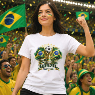 T-shirt En Tri-matière Fierté brésilienne Supporter de football brésilien