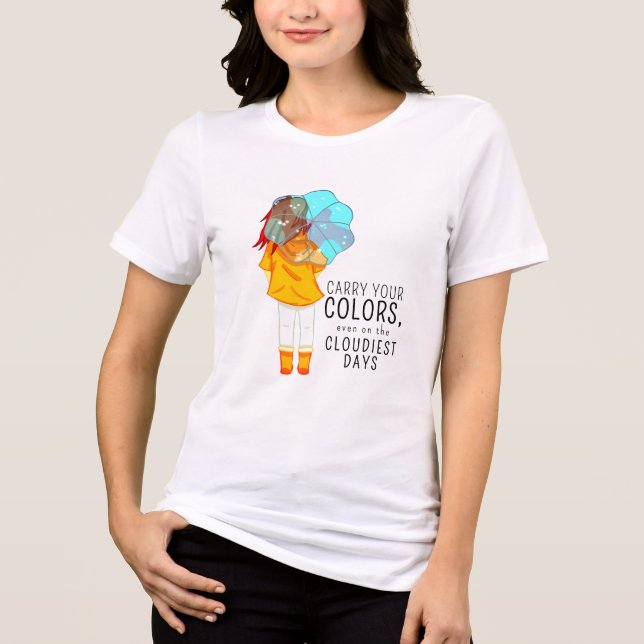 T-shirt En Tri-matière Fille avec parapluie dans le dessin éolien (Recto)