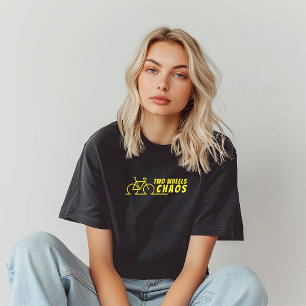 T-shirt En Tri-matière Fille de vélo rétro Ironie noir jaune