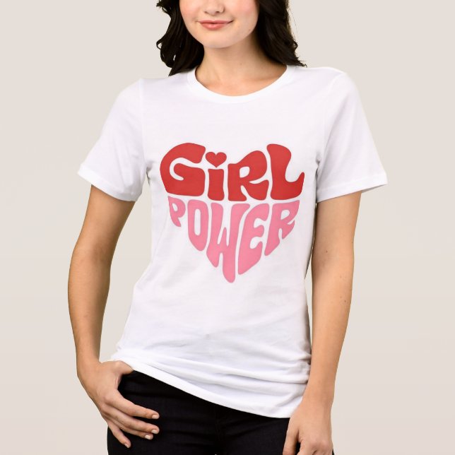 T-shirt En Tri-matière Fille Power Coeur Design (Recto)