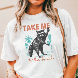 T-shirt En Tri-matière Fille Sauvage Été Raton Laveur de Plage 