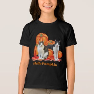 T-shirt En Tri-matière Filles Bonjour Citrouille Style d'Automne avec Cha