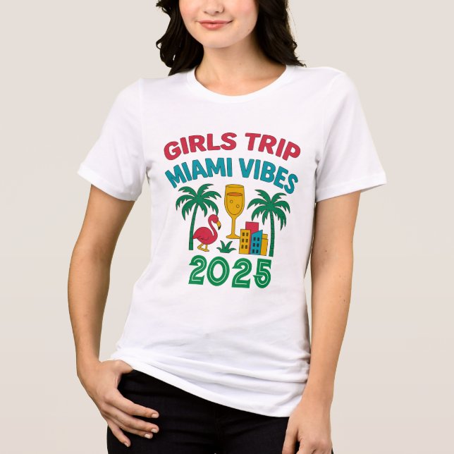 T-shirt En Tri-matière Filles Voyage Miami Vibes Date personnalisée (Recto)