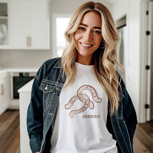 T-shirt En Tri-matière Fils à cheval tirés à la main   Occident rustique 