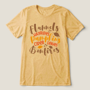 T-shirt En Tri-matière Flannels Hay Rides Citrouille cidre Feuilles Bonfi