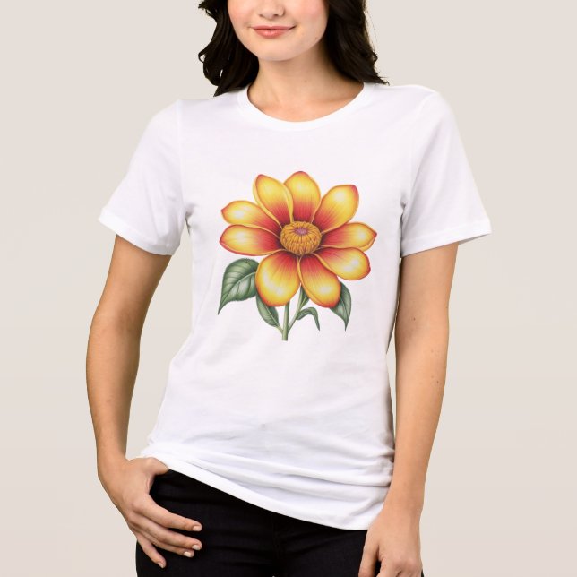 T-shirt En Tri-matière Fleur orange (Recto)