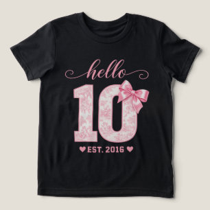 T-shirt En Tri-matière Fleurs à Ruban Rose N Ten Fête   Bonjour 10 Annive