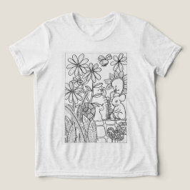 T-shirt En Tri-matière Fleurs avec souris et escargot