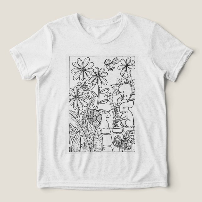 T-shirt En Tri-matière Fleurs avec souris et escargot (Design Recto)