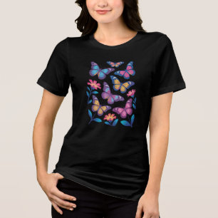 T-shirt En Tri-matière Fleurs de néon avec six papillons lumineux