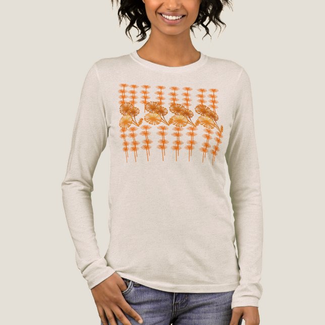T-shirt En Tri-matière Fleurs en orange (Recto)