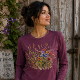 T-shirt En Tri-matière Fleurs sauvages et papillons