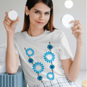 T-shirt En Tri-matière Floral Bleu Océan Géométrique Décontracté Style fé