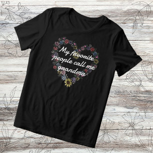 T-shirt En Tri-matière Floral Heart Les Gens Favoris M'Appelent Grand-mèr