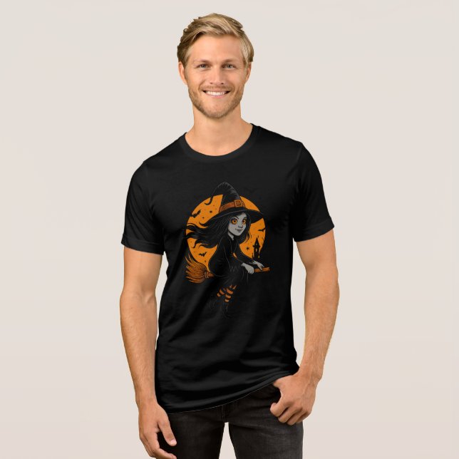 T-shirt En Tri-matière Flying witch with Orange Moon Art (Recto plein)