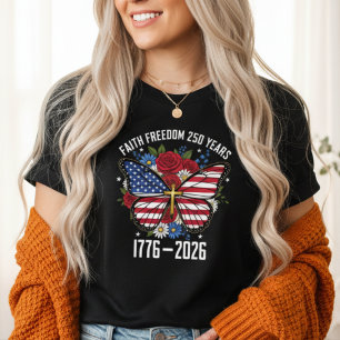 T-shirt En Tri-matière Foi Liberté 250 Ans Papillon Patriotique USA