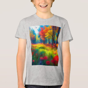 T-shirt En Tri-matière Forêt avec des arbres et des fleurs colorés