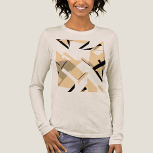 T-shirt En Tri-matière Formes noires beige Taupe Abstraites d'inspiration