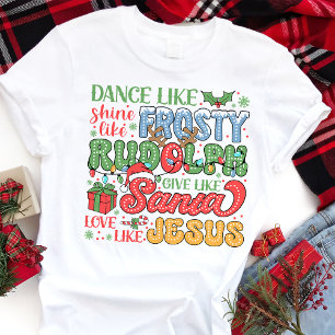 T-shirt En Tri-matière Frosty Rudolph Santa Jésus Noël chrétien