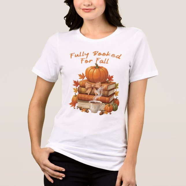 T-shirt En Tri-matière Fully Booked for Fall Books Coffee Reading Pumpkin (Recto)