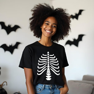 T-shirt En Tri-matière Fun White Skeleton Rib Bones & Sketch Halloween
