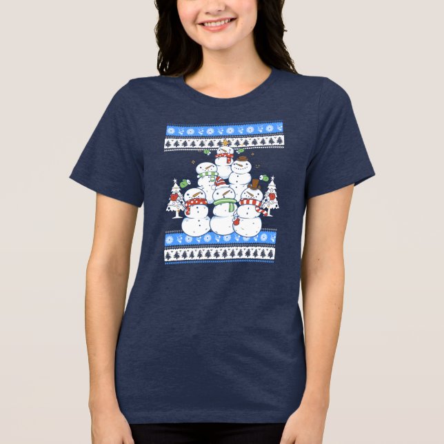 T-shirt En Tri-matière Funky Snowman sapin de Noël (Recto)