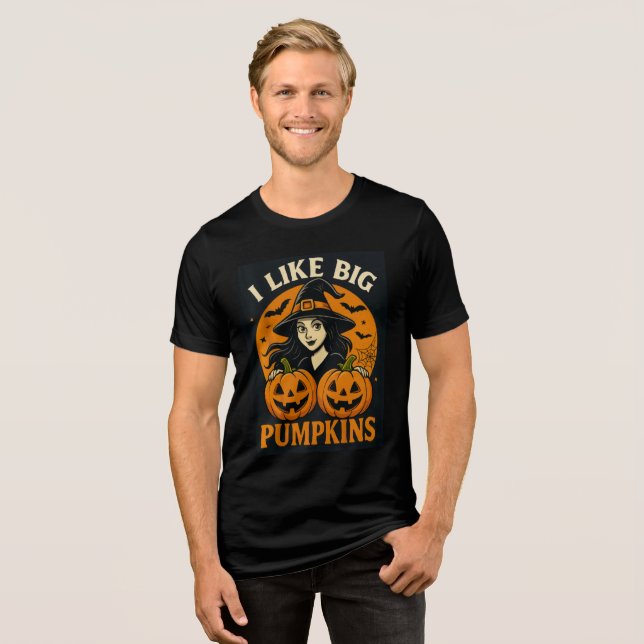 T-shirt En Tri-matière Funny Witch "I Like Big Pumkins" (Recto plein)