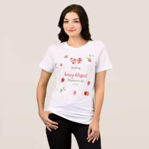 T-shirt En Tri-matière Future Maman Chanceuse Baby Shower aux Fraises 