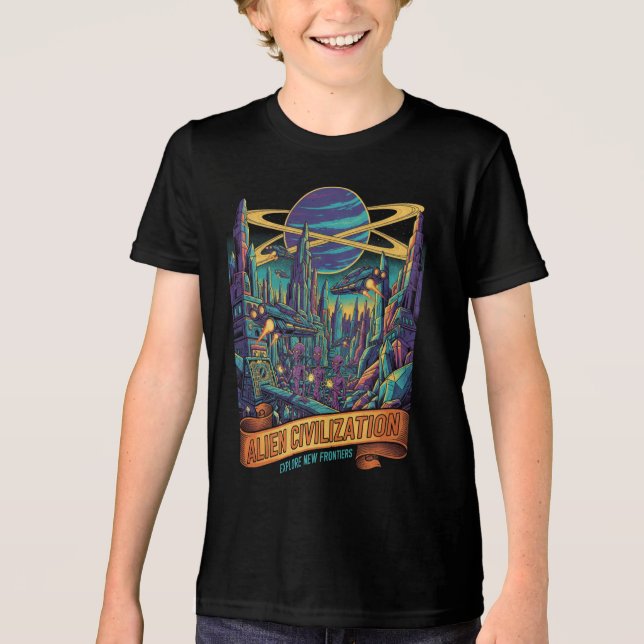 T-shirt En Tri-matière Futuristic Alien Civilization Cosmic Explore Kids' (Recto)