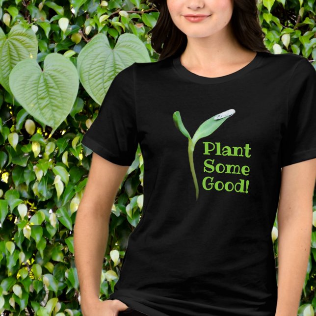 T-shirt En Tri-matière Gardener Plante Un bon semis Noir (Eco-friendly themed top for nature lovers. Perfect for gardeners.)
