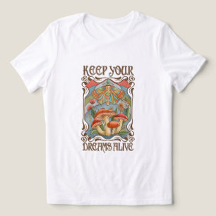 T-shirt En Tri-matière Gardes Tes Rêves Vivants Rétro Bohème Champignon &