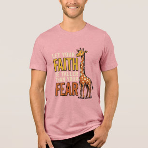 T-shirt En Tri-matière Girafe Faith Over Fear Chemise Vintage Chrétienne_