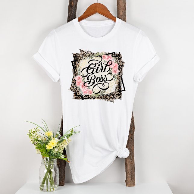 T-shirt En Tri-matière Girl Boss Moderne Leapord Print (Créateur téléchargé)