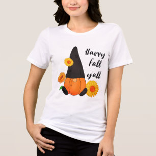 T-shirt En Tri-matière Gnome Citrouille d'automne moderne de Thanksgiving