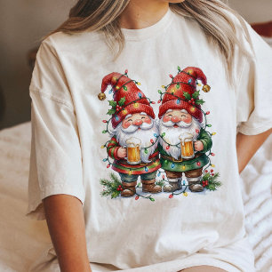 T-shirt En Tri-matière Gnomes Festifs Avec Bière Et Lumières De Noël