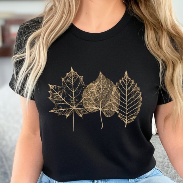 T-shirt En Tri-matière Golden Fall Leaves | Autumn Leaf (Celebrate autumn in style with this golden fall leaves tee cozy, chic, and perfect for Thanksgiving)